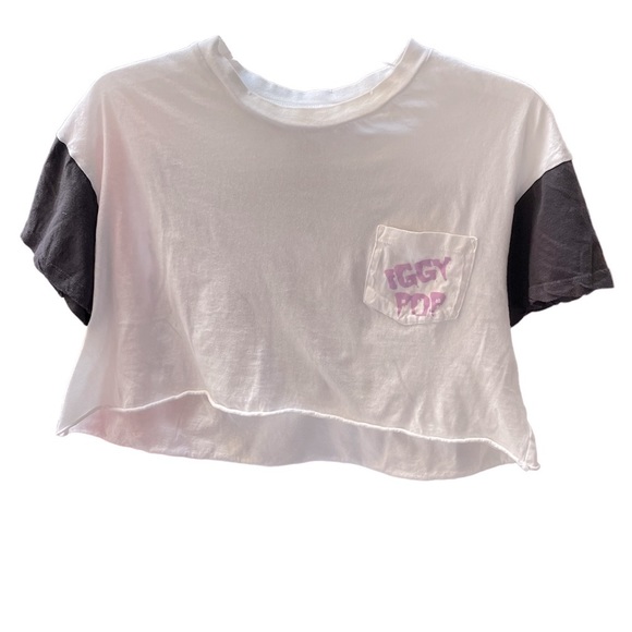 Billabong Iggy Pop cropped distressed raw edge tee size medium - Picture 1 of 8